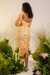 Shop The Iaso Orange Viscose Crinkle Chiffon Lining Crepe Floral Saki Pattern Dress at Aza Fashions Shop_The Iaso_Orange Viscose Crinkle Chiffon Lining Crepe Floral Saki Pattern Dress _at_Aza_Fashions
