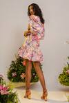 Shop_The Iaso_Multi Color Poplin Lining Voile Floral Manami Pattern Dress _at_Aza_Fashions