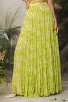 The Iaso_Green Lining Crepe, Viscose Crinkle Chiffon Floral Halter Pattern Skirt Set _at_Aza_Fashions