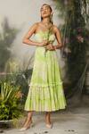 Buy_The Iaso_Green Self Cotton Schiffli Floral Straight Midori Dress _at_Aza_Fashions