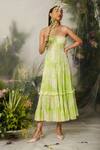 The Iaso_Green Self Cotton Schiffli Floral Straight Midori Dress _Online_at_Aza_Fashions