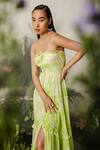 Buy_The Iaso_Green Self Cotton Schiffli Floral Straight Midori Dress _Online_at_Aza_Fashions