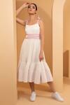 Buy_Tarini Vij_White Crushed Linen Scoop Neck Alison Tiered Dress _at_Aza_Fashions