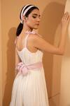 Buy_Tarini Vij_White Crushed Linen Scoop Neck Alison Tiered Dress _Online_at_Aza_Fashions
