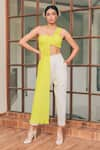 Buy_Tarini Vij_Yellow Pleated Georgette One Shoulder Ashley Bustier _at_Aza_Fashions