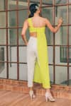 Shop_Tarini Vij_Yellow Pleated Georgette One Shoulder Ashley Bustier _at_Aza_Fashions