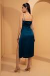 Shop_Tarini Vij_Blue Imported Satin Square Neck Carol Strappy Dress _at_Aza_Fashions