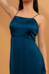 Tarini Vij_Blue Imported Satin Square Neck Carol Strappy Dress _Online_at_Aza_Fashions