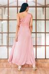 Shop_Tarini Vij_Pink Irish Satin One Shoulder Charlotte Dress _at_Aza_Fashions
