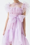 Shop_Gauri & Nainika_Purple Dotted Organza Polka Dot High Ruffle Dress _Online_at_Aza_Fashions