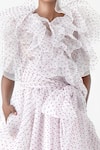 Buy_Gauri & Nainika_Pink Dotted Organza Polka Dot Ruffled Neck Flared Dress _Online_at_Aza_Fashions