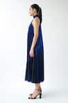 Buy_Gauri & Nainika_Blue Lame Halter Neck Midi Dress _Online_at_Aza_Fashions