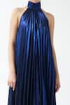 Shop_Gauri & Nainika_Blue Lame Halter Neck Midi Dress _Online_at_Aza_Fashions