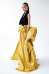 Gauri & Nainika_Yellow Tafetta Front Bow Belt Skirt_Online_at_Aza_Fashions
