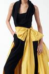 Shop_Gauri & Nainika_Yellow Tafetta Front Bow Belt Skirt_Online_at_Aza_Fashions