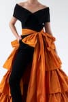 Buy_Gauri & Nainika_Orange Tafetta Front Bow Belt Skirt _Online_at_Aza_Fashions