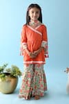 Buy_THE COTTON STAPLE_Orange Cotton Tassels Mohak Kurta Sharara Set _Online_at_Aza_Fashions