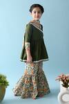 THE COTTON STAPLE_Green Cotton Tassels Tisha Kurta Sharara Set _Online_at_Aza_Fashions