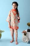 Buy_THE COTTON STAPLE_Orange Cotton Lace Taj Floral Print Kurta Set _at_Aza_Fashions