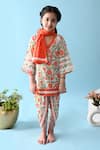 Buy_THE COTTON STAPLE_Orange Cotton Lace Taj Floral Print Kurta Set _Online_at_Aza_Fashions
