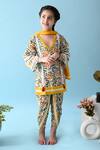 Buy_THE COTTON STAPLE_Yellow Cotton Tassels Uzma Floral Print Kurta Set _Online_at_Aza_Fashions