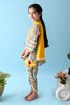 Shop_THE COTTON STAPLE_Yellow Cotton Tassels Uzma Floral Print Kurta Set _Online_at_Aza_Fashions