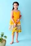 The Cotton Staple_Yellow Cotton Embroidery Kusum Floral Print Camisole Dress _Online_at_Aza_Fashions