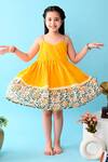 Shop_The Cotton Staple_Yellow Cotton Embroidery Kusum Floral Print Camisole Dress _Online_at_Aza_Fashions
