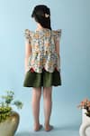 Shop_The Cotton Staple_Green Cotton Tassels Fulwari Floral Print Dress _at_Aza_Fashions