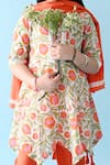 THE COTTON STAPLE_Orange Cotton Tassels Amira Floral Print Anarkali Set _at_Aza_Fashions