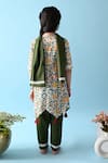 Shop_THE COTTON STAPLE_Green Cotton Tassels, Lace, Embroidery Kali Printed Anarkali Set _at_Aza_Fashions