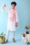 Buy_THE COTTON STAPLE_Pink Cotton Embroidery Floral Printed Bundi And Kurta Set _at_Aza_Fashions