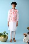 Buy_THE COTTON STAPLE_Pink Cotton Embroidery Floral Printed Bundi And Kurta Set _Online_at_Aza_Fashions