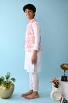 Shop_THE COTTON STAPLE_Pink Cotton Embroidery Floral Printed Bundi And Kurta Set _Online_at_Aza_Fashions