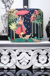 Buy_NR By Nidhi Rathi_Multi Color Printed Lady In Jungle Square Clutch_at_Aza_Fashions