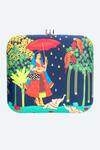 Shop_NR By Nidhi Rathi_Multi Color Printed Lady In Jungle Square Clutch_at_Aza_Fashions