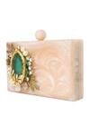 NR By Nidhi Rathi_Beige Embroidered Rectangle Clutch_Online_at_Aza_Fashions