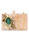 Buy_NR By Nidhi Rathi_Beige Embroidered Rectangle Clutch_Online_at_Aza_Fashions