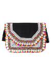 NR By Nidhi Rathi_Black Embroidery Rectangle Clutch_Online_at_Aza_Fashions