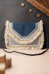 Buy_NR By Nidhi Rathi_Blue Embroidered Navy Clutch With Tassels_at_Aza_Fashions