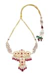 Buy_Kiara_Gold Plated Artificial Stones Pearl Embellished Necklace Set _Online_at_Aza_Fashions