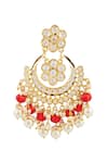 Kiara_Gold Plated Artificial Stones Pearl Embellished Chandbalis_at_Aza_Fashions