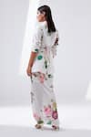 Shop_Tisha Saksena_Ivory Silk Dupion Marigold Printed Blazer And Draped Skirt Set_at_Aza_Fashions