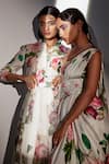 Shop_Tisha Saksena_Ivory Silk Organza Aster Printed Shirt And Skirt Set_Online_at_Aza_Fashions
