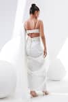 Shop_Tisha Saksena_Ivory Bralette Raw , Drape Saree Dupion, Jasmine Pre-draped With _at_Aza_Fashions