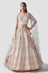 Buy_Swati Narula_Pink Lehenga And Blouse Organza Dupatta Net Embroidery Aya Set  _at_Aza_Fashions