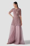 Buy_Swati Narula_Purple Organza Embroidery Sequins Round Reem Kurta And Sharara Set  _Online_at_Aza_Fashions