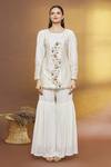 Adara Khan_Off White Raw Silk Sequin Embroidered Kurta Gharara Set_Online_at_Aza_Fashions
