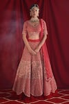 Buy Shloka Sudhakar Red Organza, Dupatta Net Zardozi And Pearl Work V Embroidered Bridal Lehenga Set Online at Aza Fashions Buy_Shloka Sudhakar_Red Organza, Dupatta Net Zardozi And Pearl Work V Embroidered Bridal Lehenga Set _Online_at_Aza_Fashions
