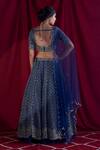 Shop_Shloka Sudhakar_Blue Organza, Dupatta Net Zardozi And Pearl Work Embroidered Bridal Lehenga Set _at_Aza_Fashions
